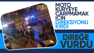 Hendek te otomobil direğe çarptı