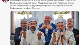 Hüseyin Harputoğlu hoca için taziye mesajı