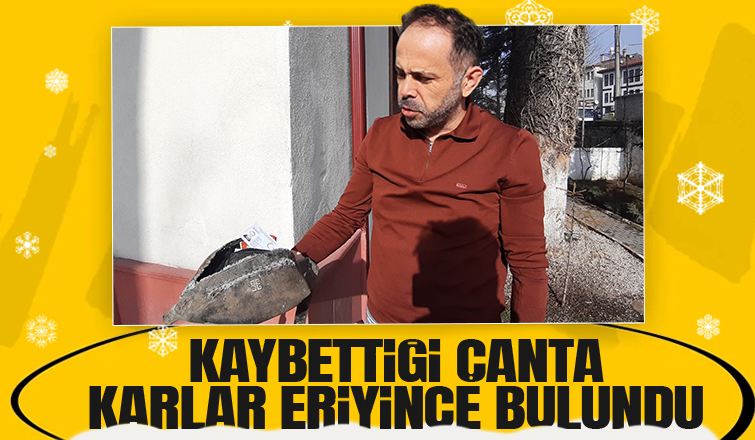 İçinde para olan çanta karlar eriyince bulundu