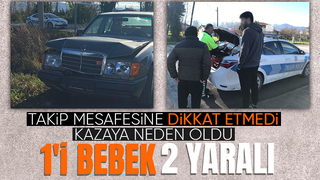 İki aracın karıştığı kazada biri bebek 2 kişi yaralandı