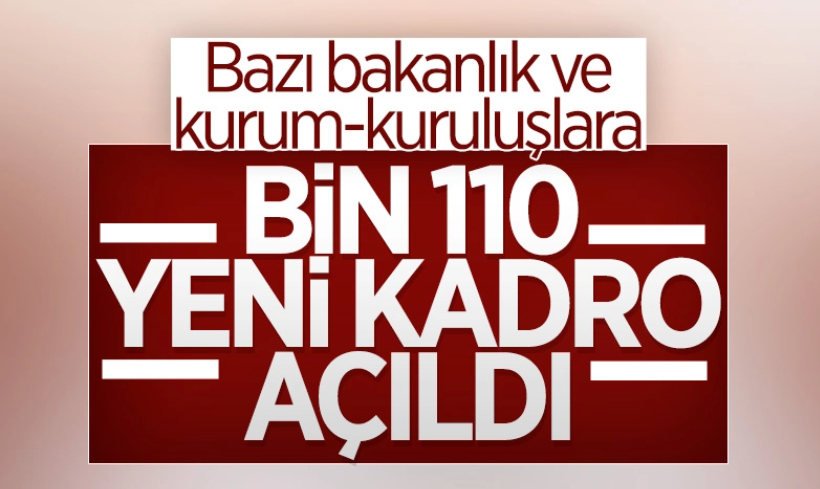 İki bakanlık ile kurum ve kuruluşlara bin 110 kadro ihdası