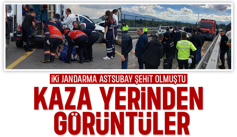 İki jandarma astsubayın şehit olduğu kazadan görüntüler