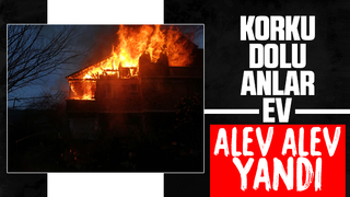 İki katlı ev alev alev yandı