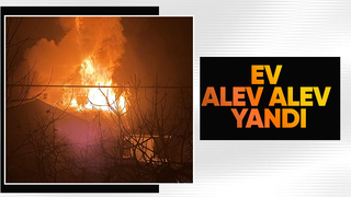 İki katlı ev alev topuna döndü