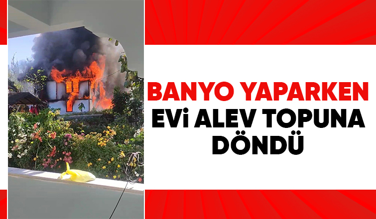 İki katlı ev tamamen yandı