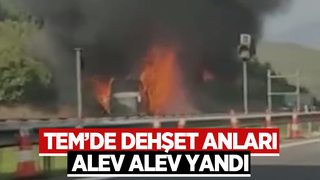 iki katlı yolcu otobüsü alev alev yandı