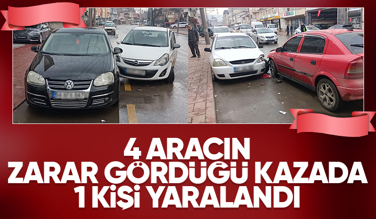 İki otomobil çarpıştı 4 araç zarar gördü