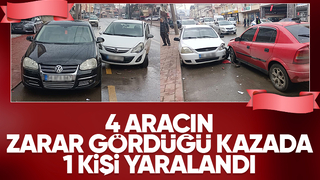 İki otomobil çarpıştı 4 araç zarar gördü
