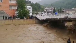 İlçeyi birbirine bağlayan köprü sel sularıyla yıkıldı