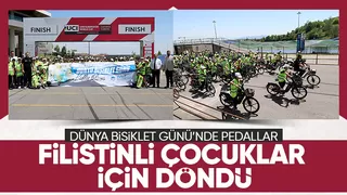 İlkokul öğrencileri pedalları Filistinli çocuklar için çevirdi