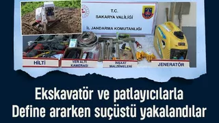 İş makinesi ile define ararken suçüstü yakalandılar