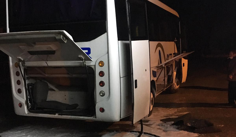 İşçi servisinde yangın paniği