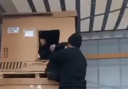 İşçiler şok oldu: Kutudan mülteci çıktı