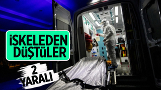 İskeleden düşen 2 işçi hastanelik oldu