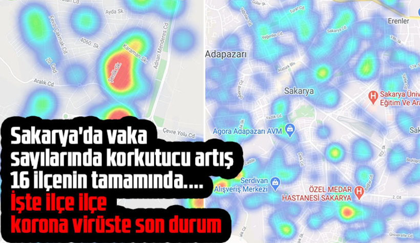 İşte Sakarya'nın ilçe ilçe korona haritası