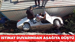 İstinat duvarından aşağı düştü