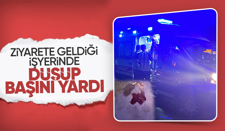 İşyerinde düşüp başını yardı