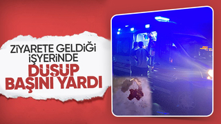 İşyerinde düşüp başını yardı