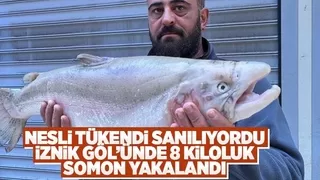 İznik Gölü’nde 8 kiloluk somon yakalandı
