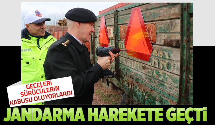 Jandarma harekete geçti, 50 römorka reflektör takıldı