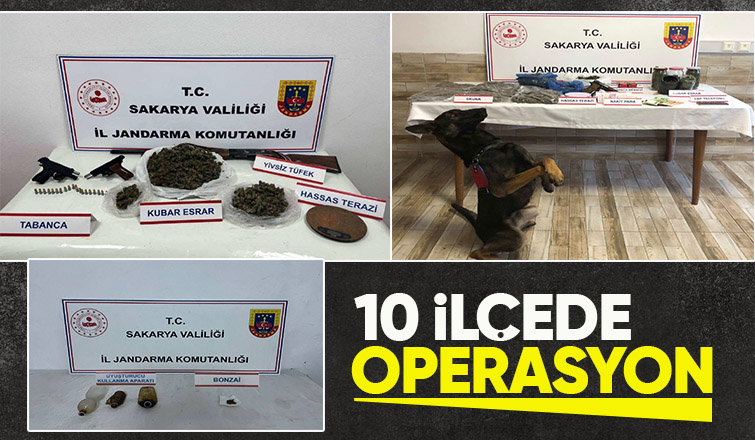 Jandarmadan 10 ilçede uyuşturucu ve firari operasyonu