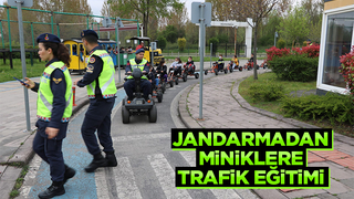 Jandarmadan miniklere trafik parkta eğitim