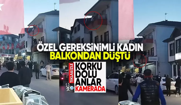 Kadının balkondan düştüğü anlar kamerada