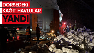 Kağıt havlu yüklü tırın dorsesi yandı