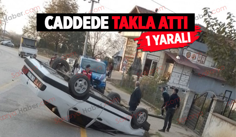 Kaldırıma çarpan otomobil takla attı
