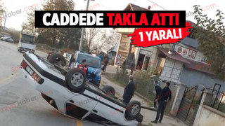 Kaldırıma çarpan otomobil takla attı
