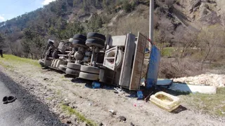 Kamyon devrildi; Tavuklar telef oldu