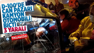 Kamyon otomobili biçti: 3 yaralı