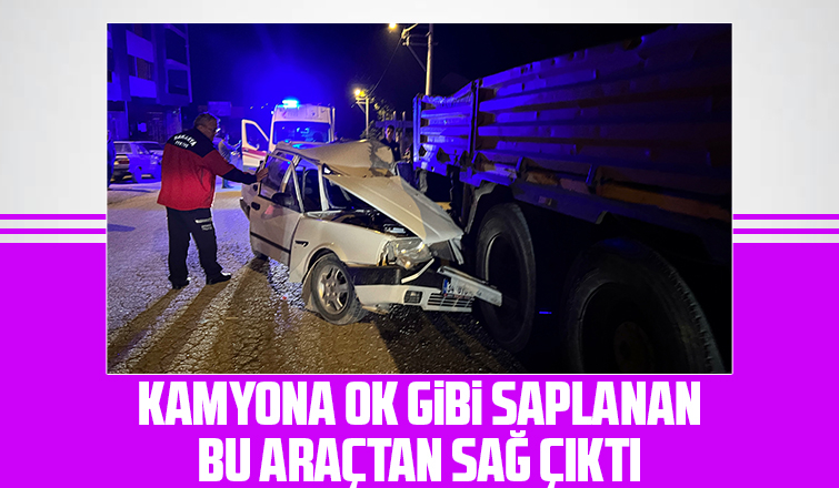 Kamyona ok gibi saplandı