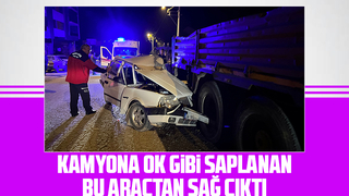 Kamyona ok gibi saplandı