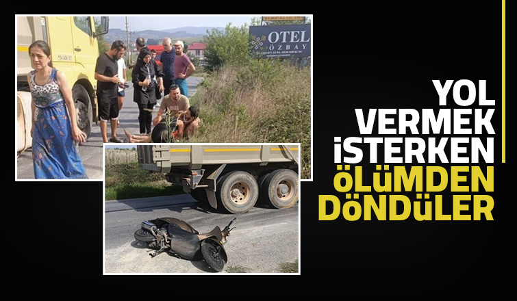 Kamyona yol vermek isterken kaza yaptılar: 2 yaralı