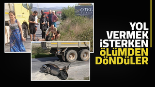 Kamyona yol vermek isterken kaza yaptılar: 2 yaralı