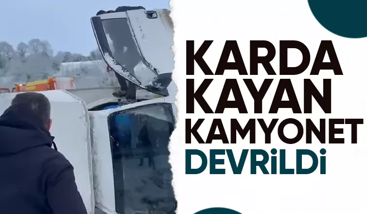 Kamyonet devrildi