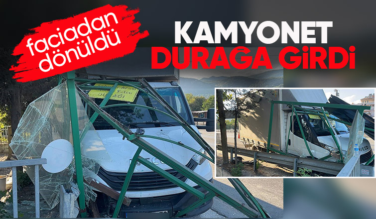 Kamyonet durağa girdi 1 yaralı