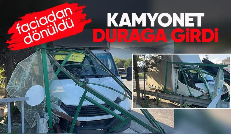 Kamyonet durağa girdi 1 yaralı