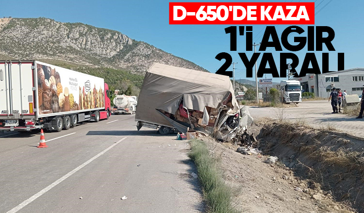 Kamyonet kanaldaki betona çarptı 1'i ağır 2 yaralı