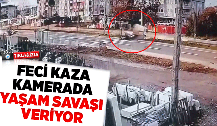 Kamyonun motosikletliye çarptığı feci kaza kamerada