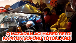 Kamyonun otomobili biçtiği kazadan acı haber