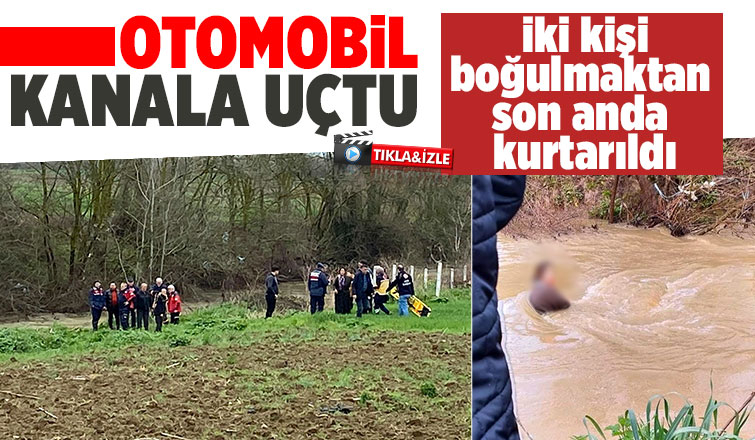 Kanala uçan araç suya gömüldü