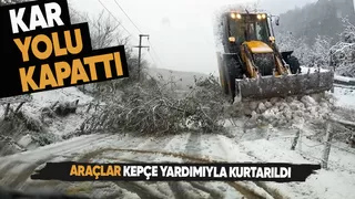 Kar yolu kapattı