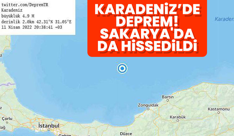 Karadenizde 4,5 şiddetinde deprem; Sakarya'da da hissedildi