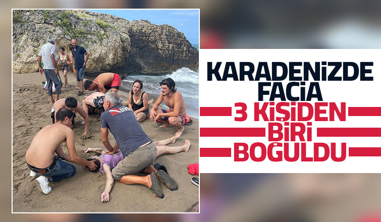 Karadenizde dalgalara kapılan 3 kişiden biri boğuldu