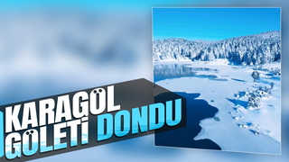 Karagöl Yaylası'ndaki göletin yüzeyi buz tuttu