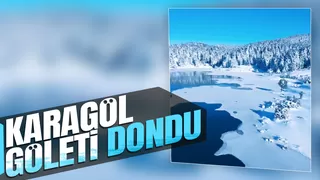 Karagöl Yaylası'ndaki göletin yüzeyi buz tuttu