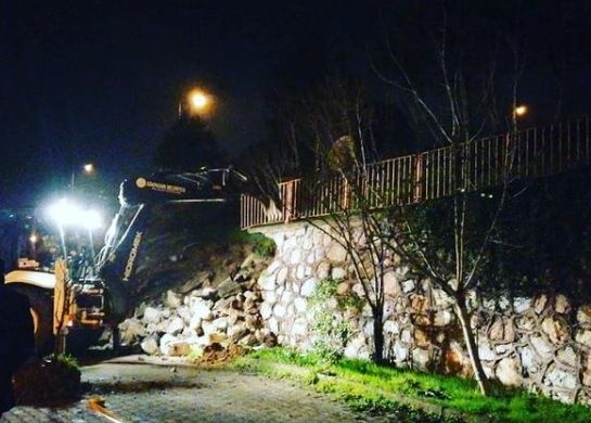 Karaman'da istinat duvarı çöktü