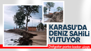 Karasu'da deniz sahilden 50 metre daha içeri girdi